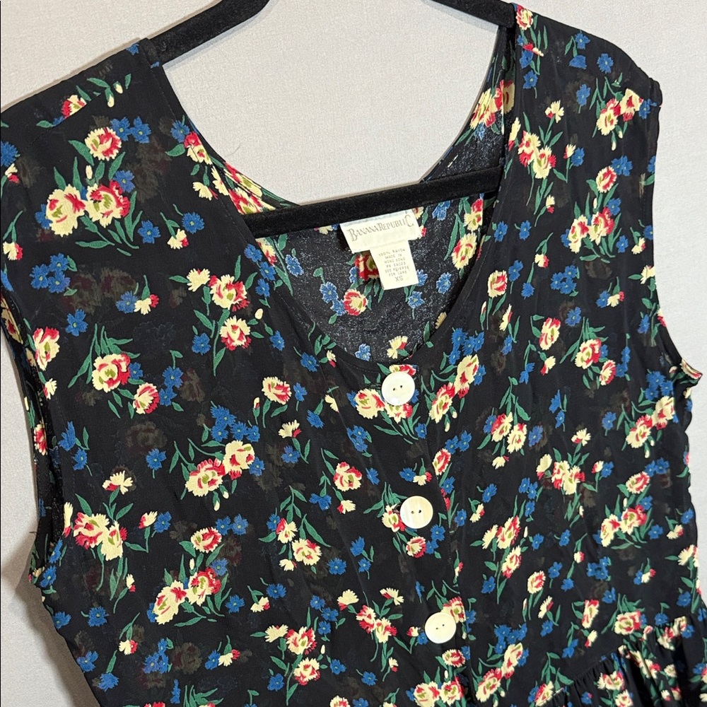 Vintage 90s Banana Republic Floral‎ Midi Dress Cottagecore Coquette Indie Grunge - Picture 4 of 10